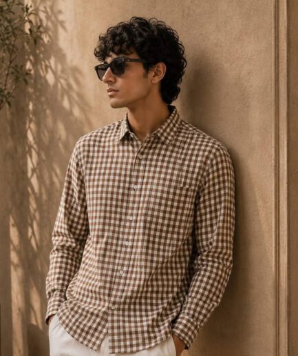 Cotton Minimal check Shirt